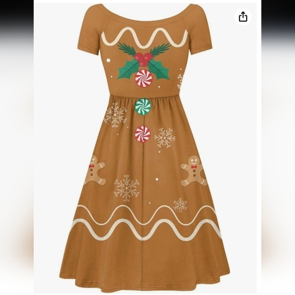 XXOCGOMG Gingerbread Christmas Short Sleeve Swing Dress Size 4X - Picture 7 of 11